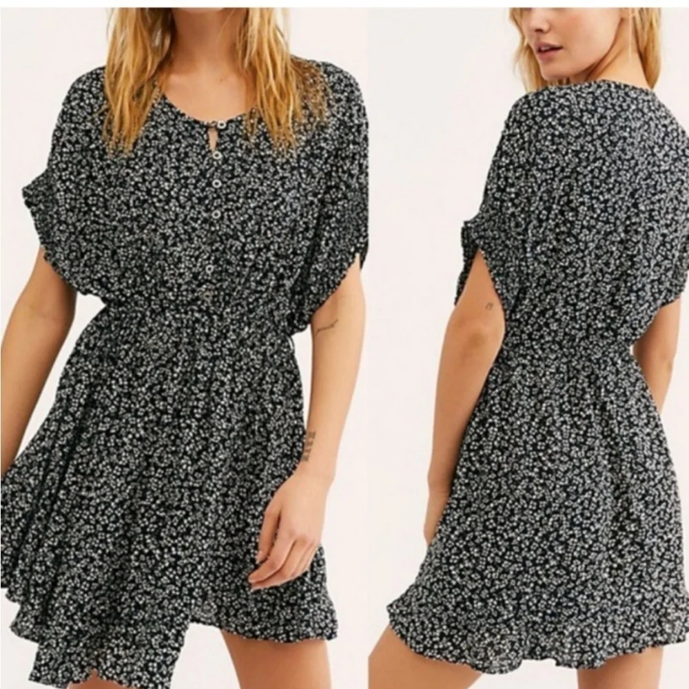 Free People One Fine Day Mini Dress in Black Combo